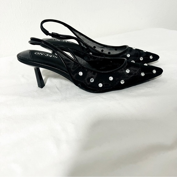 ON 34th Womens Baeley Heels Pump Slingback Mesh Bling Sandals Size 5.5M NWOT - Picture 1 of 9